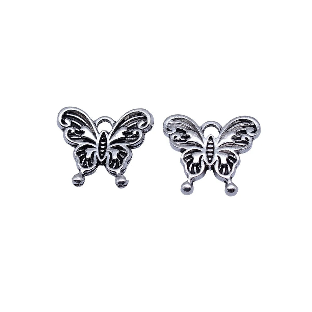 15x13mm 0.91g Antique Silver Zinc Alloy Butterfly Charm Pendant for DIY Bracelet Necklace Jewelry