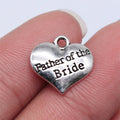 14x15mm 1.8g Antique Silver Zinc Alloy Father of the Bride Heart Charm Pendant for Wedding Jewelry