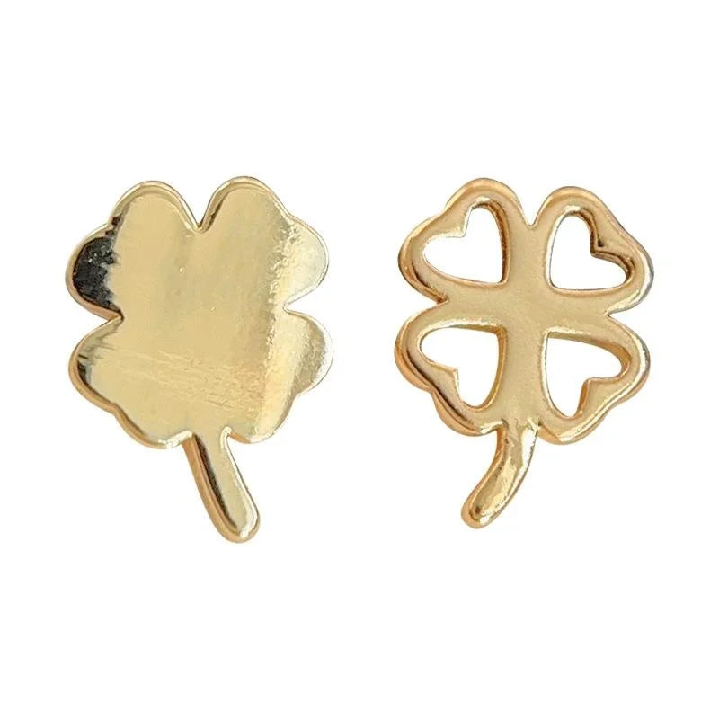 Copper Flower Stud Earrings Asymmetric Flower Minimalist Commuter Jewelry