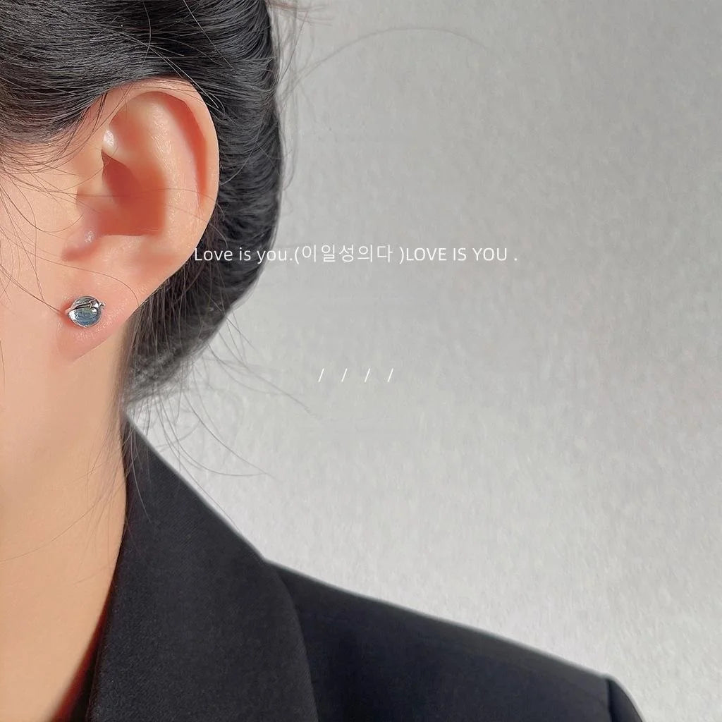 Mini Iridescent Planet Star Copper Stud Earrings With Silver Plated Pins, Style Jewelry
