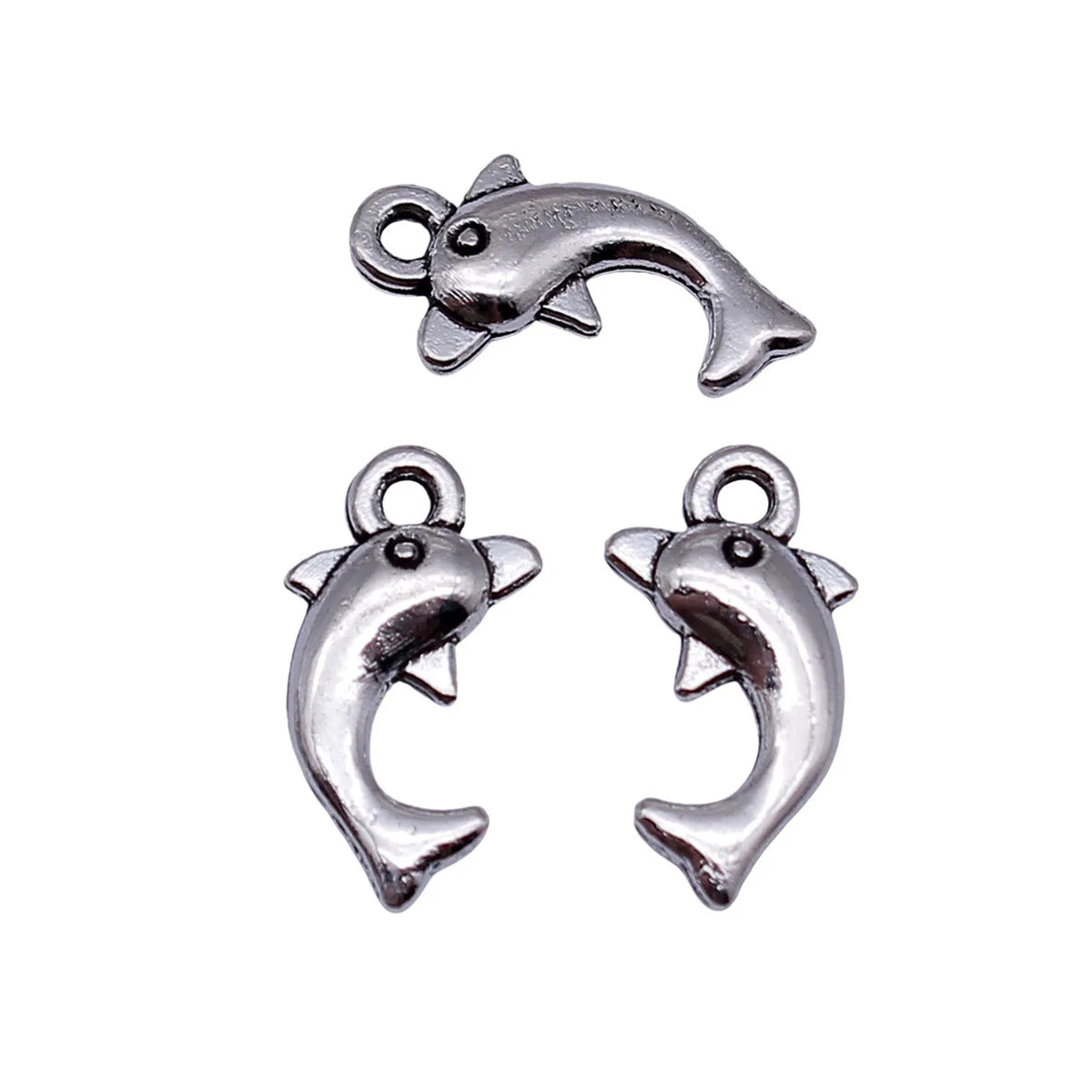 14x7.7mm 0.48g Antique Silver Zinc Alloy Small Dolphin Charm Pendant for DIY Bracelet Necklace Jewelry