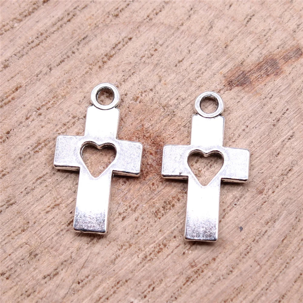 18x10mm 0.9g Multicolor Zinc Alloy Heart Cross charm pendant for DIY bracelet necklace making