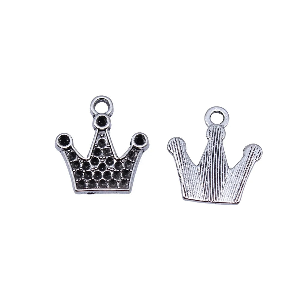 17x16mm 0.92g Antique Silver Zinc Alloy Crown Charm Pendant for Rhinestone DIY Jewelry Making