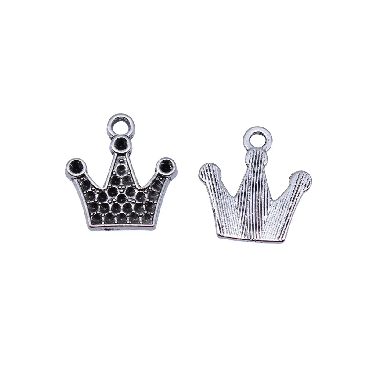 17x16mm 0.92g Antique Silver Zinc Alloy Crown Charm Pendant for Rhinestone DIY Jewelry Making