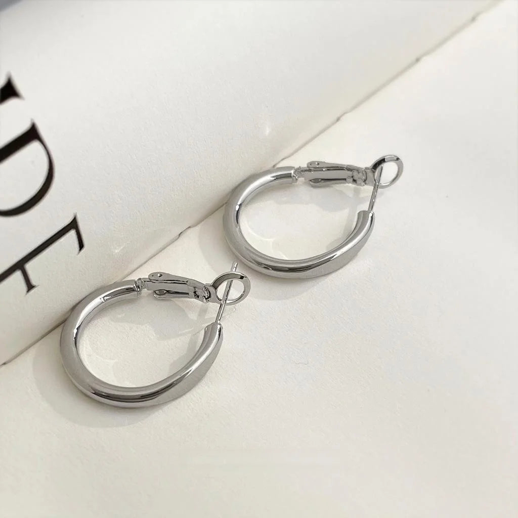 Light Luxury Geometric Round Hoop Earrings Copper For Fashion Commuter Style
