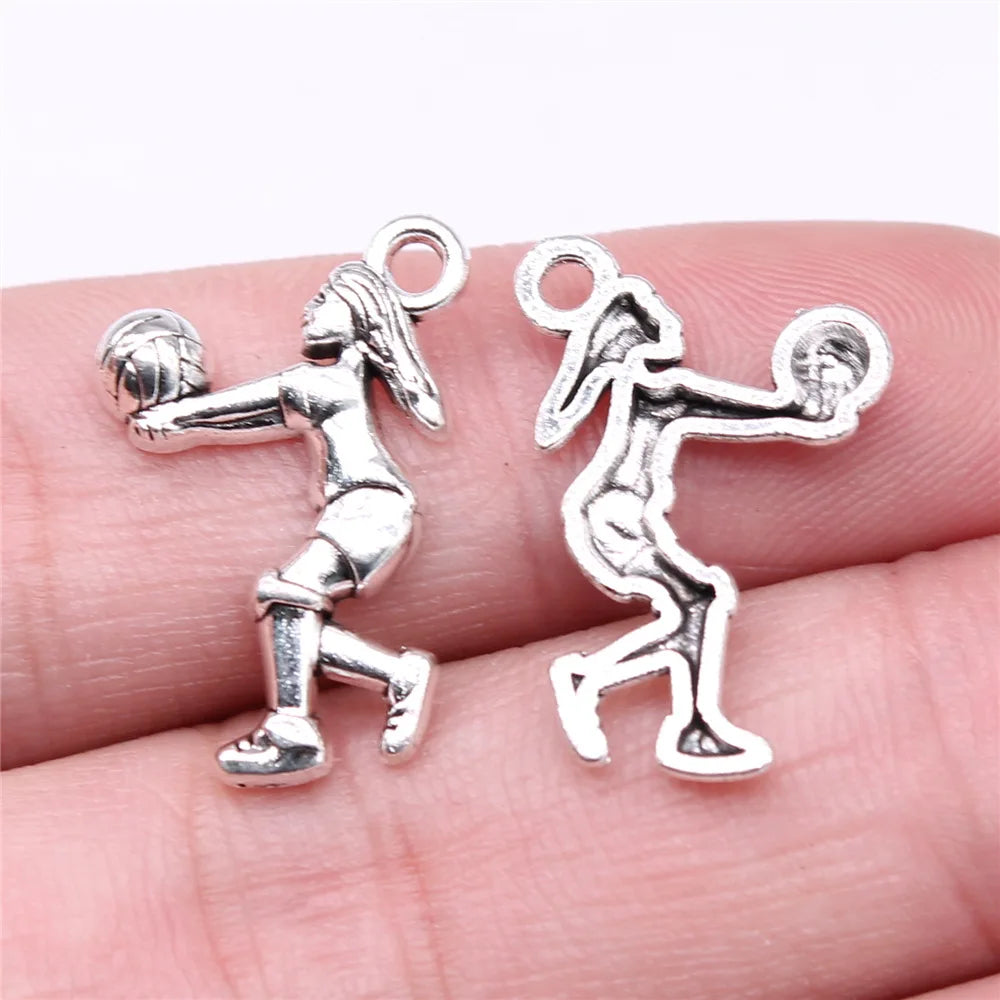 23x14mm 1.12g Multicolor Zinc Alloy Volleyball Charm Pendant for DIY Sports Theme Jewelry Making