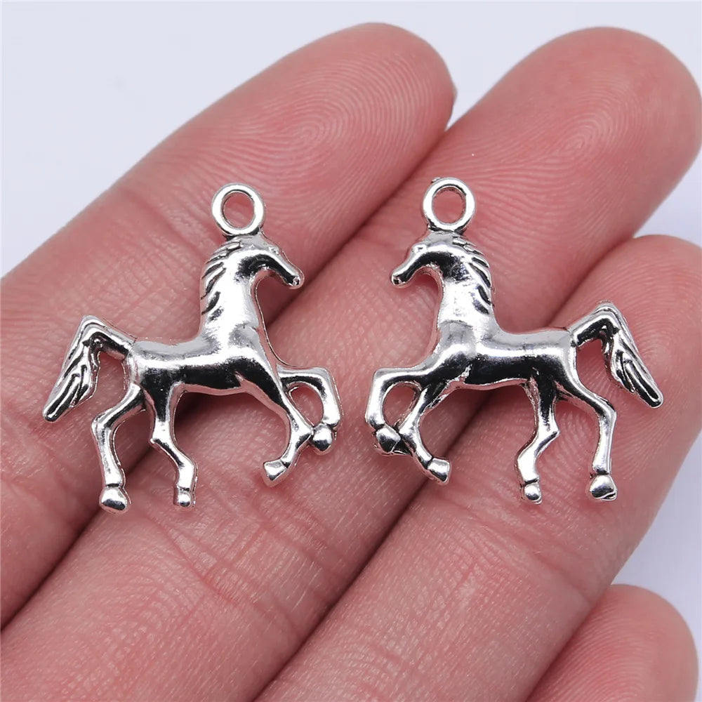 24x22mm 2.4g Antique Silver Zinc Alloy Horse Charm Pendant for DIY Cute Animal Jewelry Making