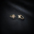 14K Gold Plated Zircon Six-Point Star Clip-On Drop Earrings Korean Minimalist Ear Cuff Jewelry