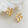 Original Design 18K Gold Plated Zircon Flower Ribbon Drop Earrings