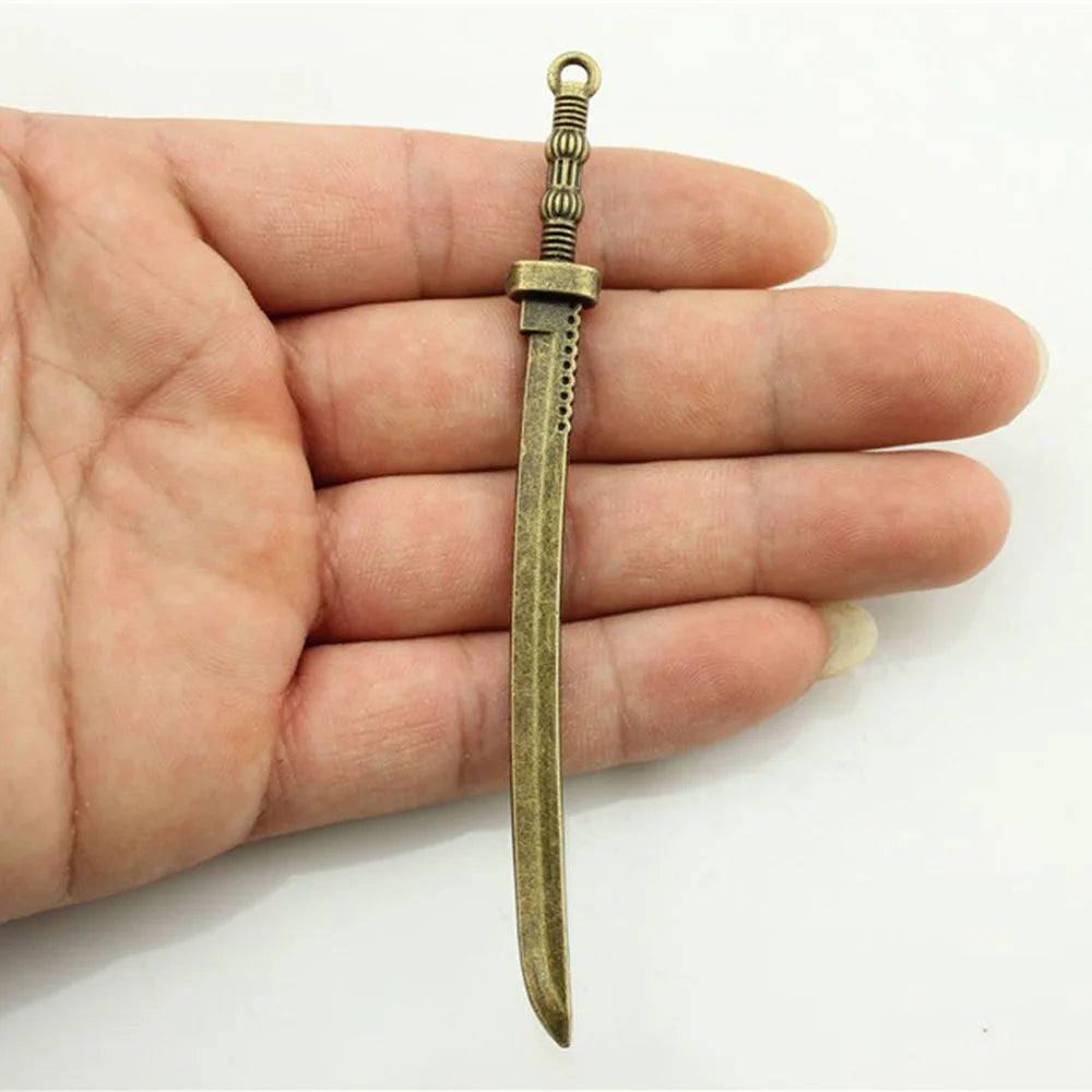107x10mm 9.2g Multicolor Zinc Alloy Samurai Sword Charm Pendant for DIY Necklace Bracelet Making