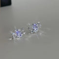 Light Luxury Purple Zircon Hollow 3D Bow Geometric Copper Stud Earrings