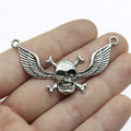 55x32mm 6.2g Antique Silver Zinc Alloy Skull Wing Connector Charm for DIY Necklace Bracelet Making