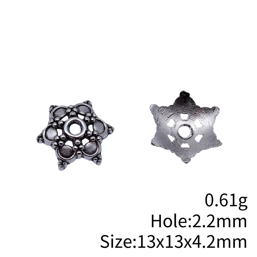 13x13x4.2mm 0.61g Antique Silver Zinc Alloy Flower Bead Cap Jewelry Findings for Clothing Jewelry DIY