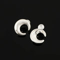 Light Luxury Brushed Silver Alloy Crescent Moon Stud & Clip On No Piercing Minimalist Earrings