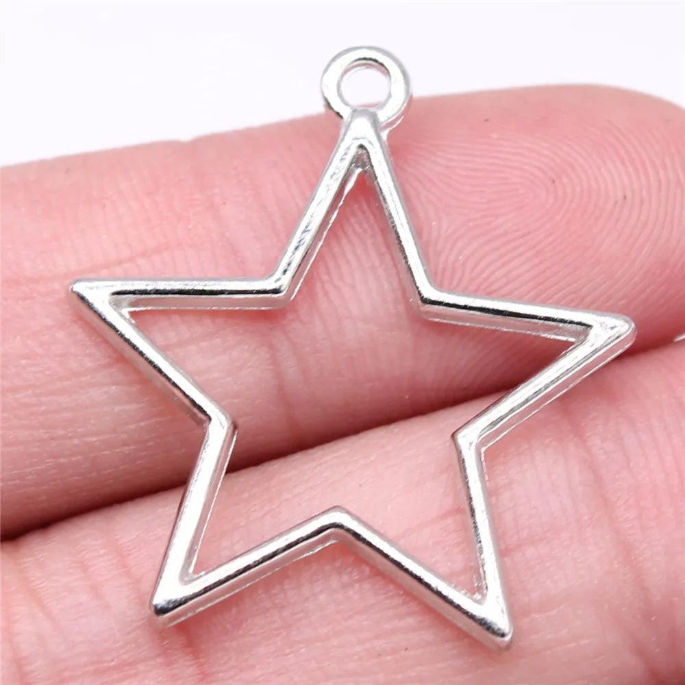 30x27mm 1.5g Multicolor Zinc Alloy Hollow Five Point Star Charm Pendant for DIY Jewelry Making
