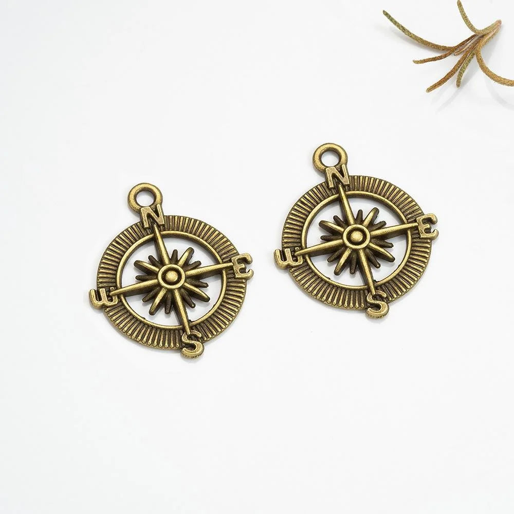 25MM Zinc Alloy Compass Charm Pendant for DIY Necklace Bracelet Jewelry Making