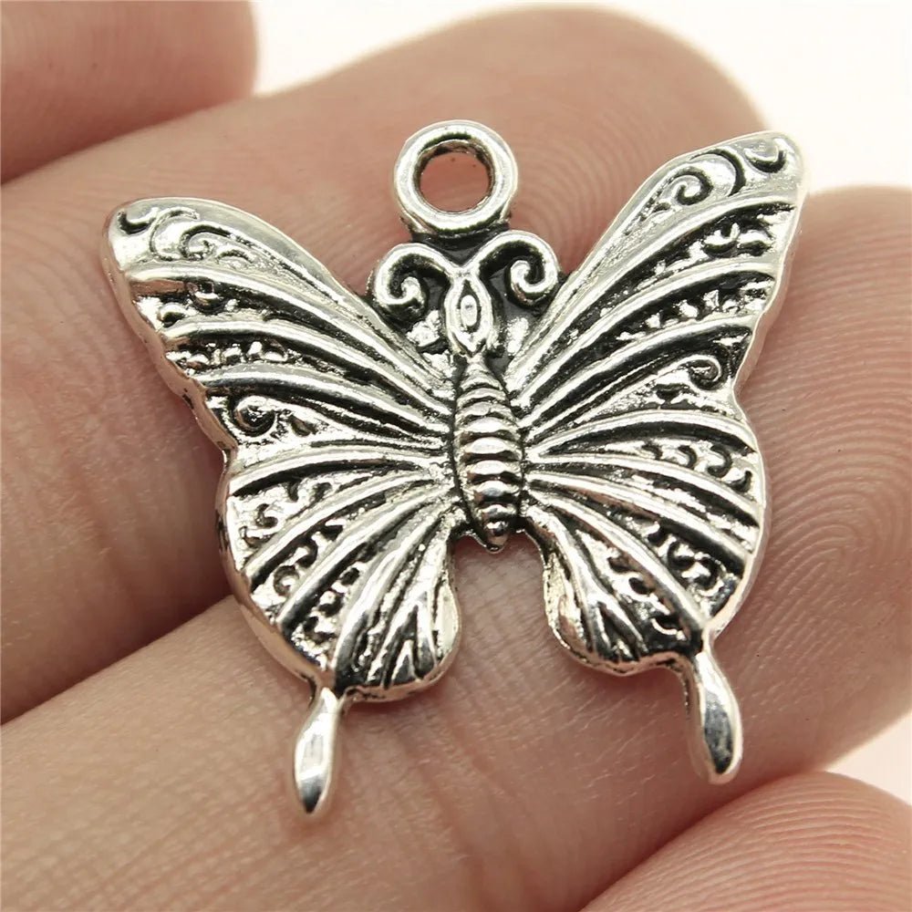 23x23mm 1.9g Multicolor Zinc Alloy Butterfly Charm Pendant for DIY Garment Jewelry Making