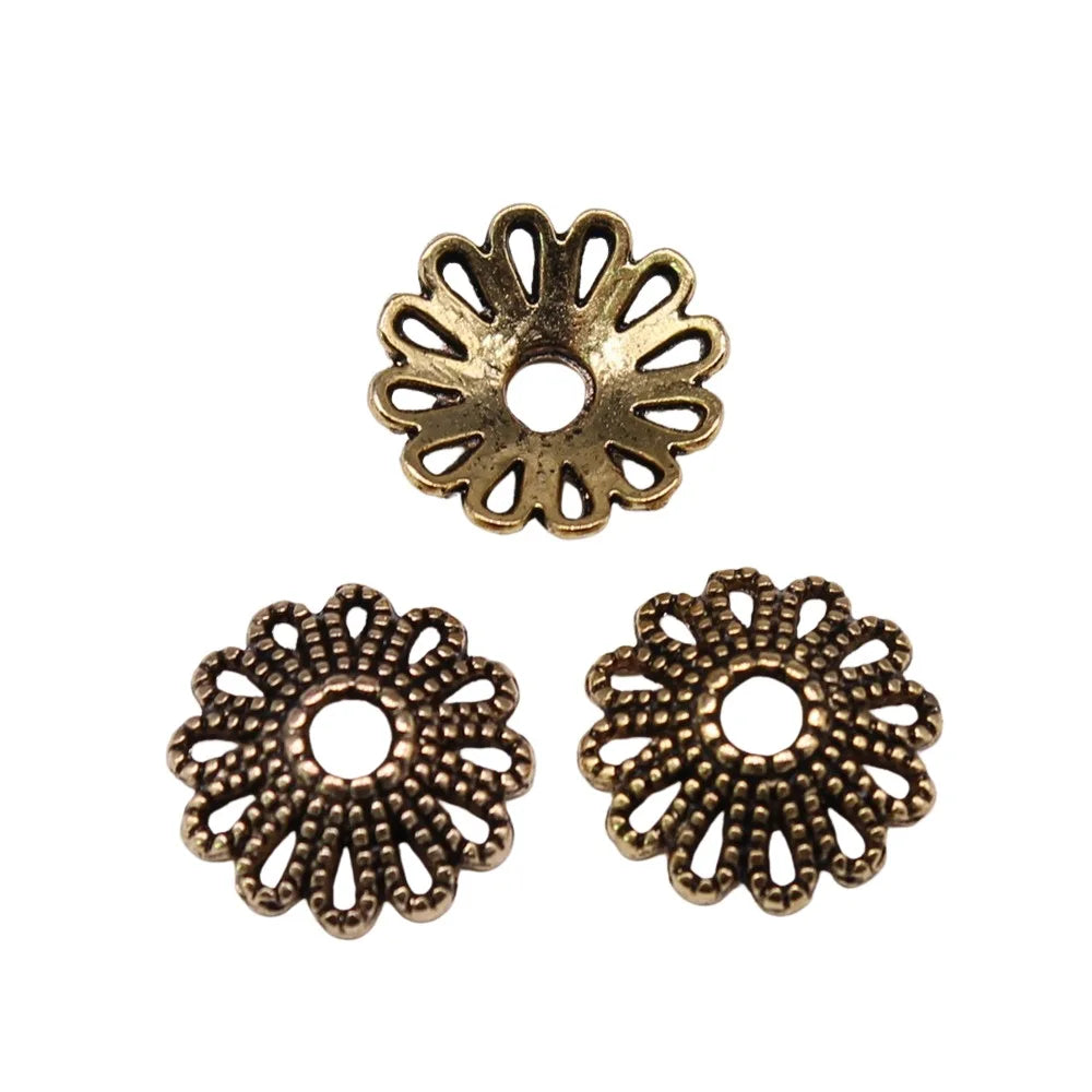 11x11x3mm 0.5g Multicolor Zinc Alloy Flower Bead Cap Spacer Findings for DIY Necklace Bracelet Making