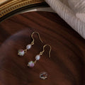 Vintage Ethnic Geometric Freshwater Pearl Tassel Drop Earrings With Silver Plated Pins