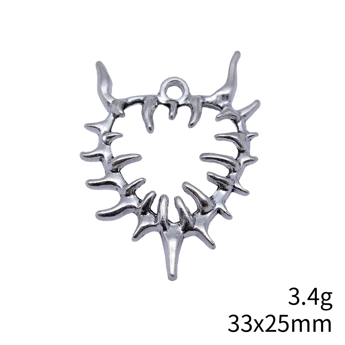 33x25mm 3.4g Antique Silver Finish Zinc Alloy Gothic Spiked Devil Heart Charm Pendant for DIY Jewelry
