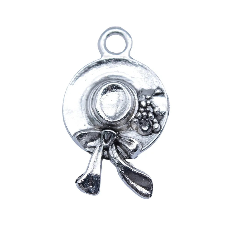 16x26mm 2g Antique Silver Zinc Alloy Bowknot Hat Butterfly Charm Pendant for DIY Jewelry Making