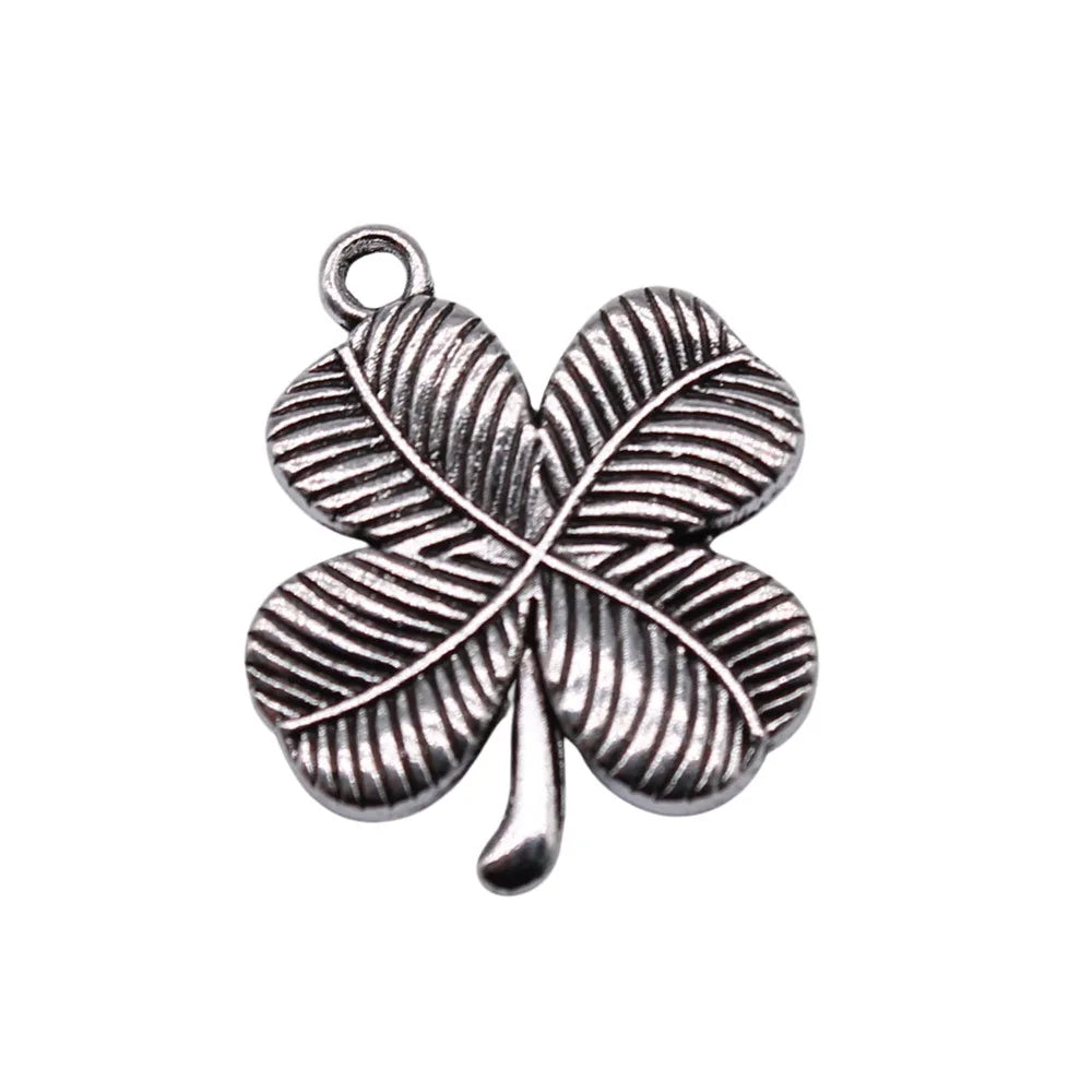 20x18mm 2.59g Multicolor Zinc Alloy Four Leaf Clover Charm Pendant for Necklace Bracelet Making