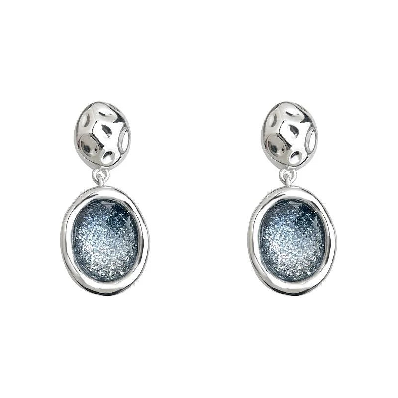 Light Luxury Starry Sky Geometric Round Resin Copper Drop Earrings