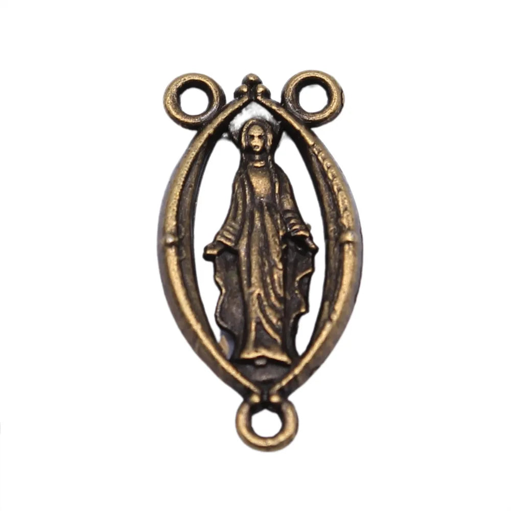 25x13mm 1.8g Multicolor Zinc Alloy Virgin Mary Connector Charm Pendant for DIY Rosary Jewelry Making