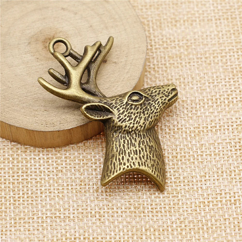 60x43mm 9.6g Multicolor Zinc Alloy Deer Head Charm Pendant for DIY Necklace Bracelet Jewelry Making