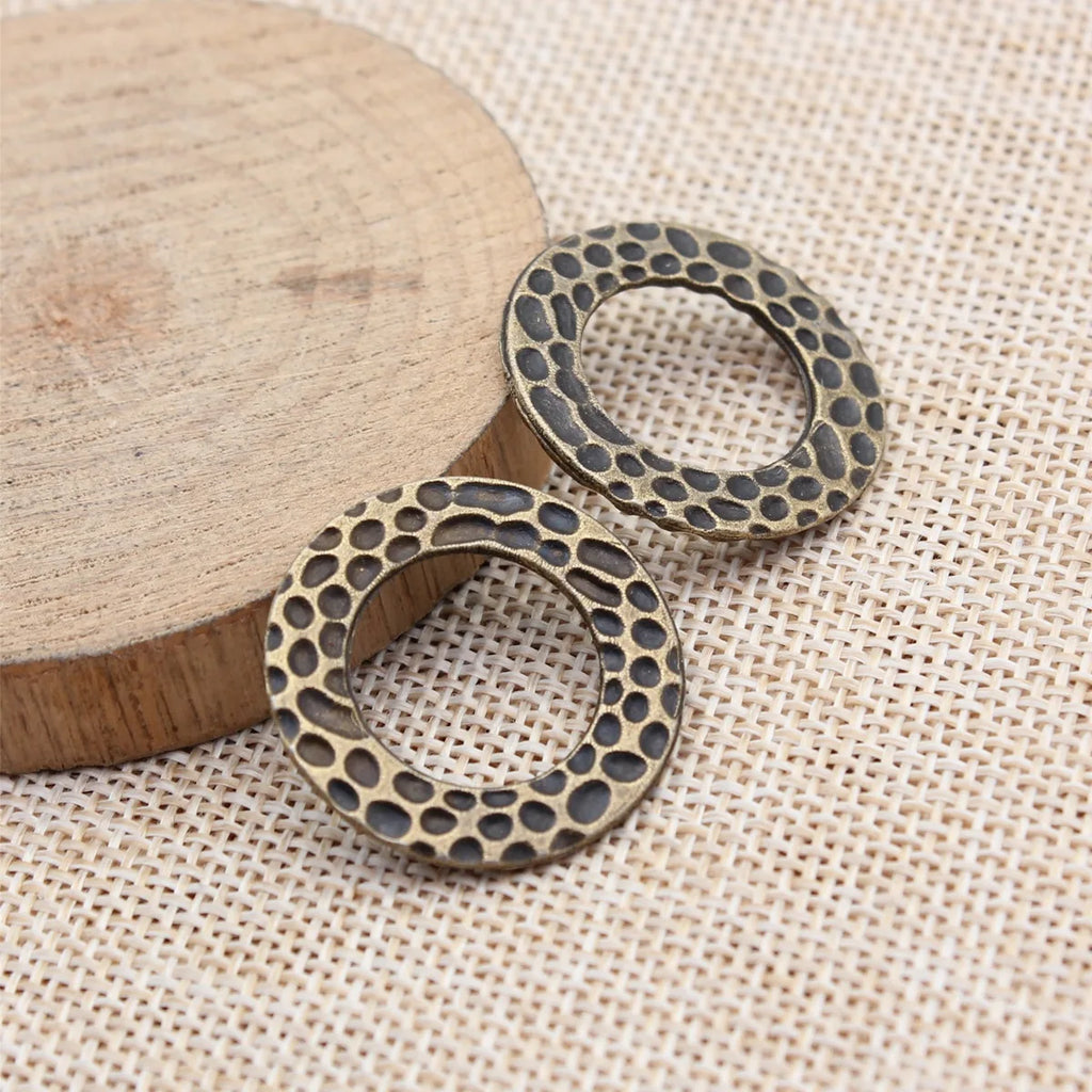 27x27mm 3.2g Multi Color Zinc Alloy Hammered Round Ring Connector Charm for DIY Jewelry Making