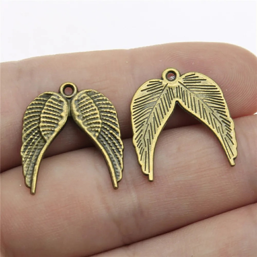 21x19mm 1.2g Multicolor Zinc Alloy Double Wings Charm Pendant for DIY Necklace Bracelet Jewelry Making