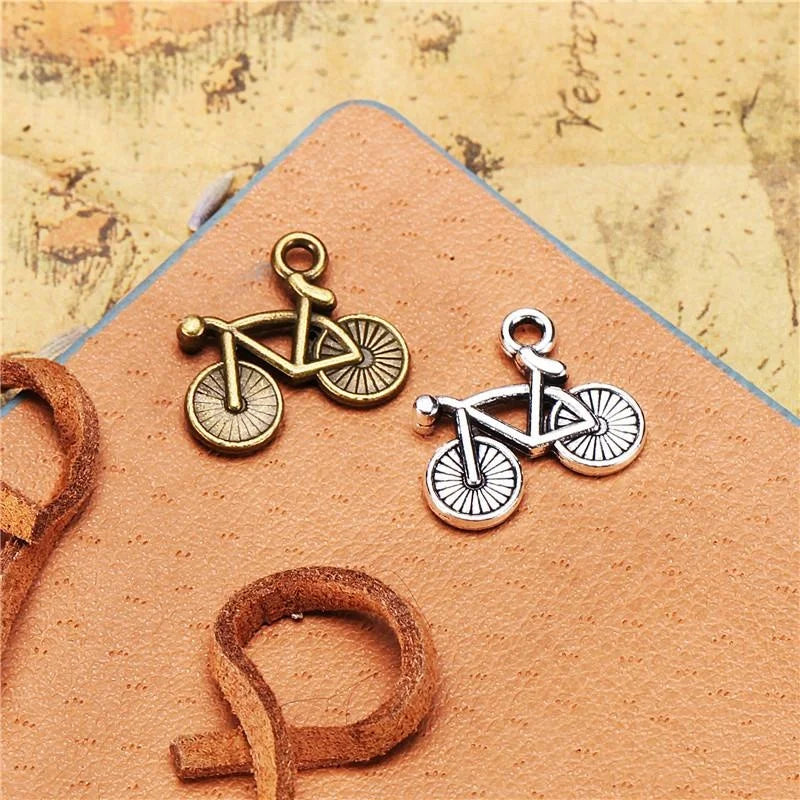 16x14MM Antique Silver Zinc Alloy Bicycle Double Sided Charm Pendant for DIY Necklace Bracelet Jewelry Making