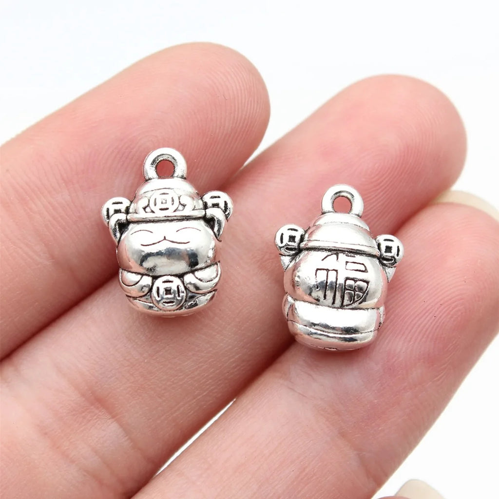 15x12x8.2mm 3.7g Multicolor Zinc Alloy Chinese Coin Ingot God of Wealth Charm Pendant for DIY Jewelry
