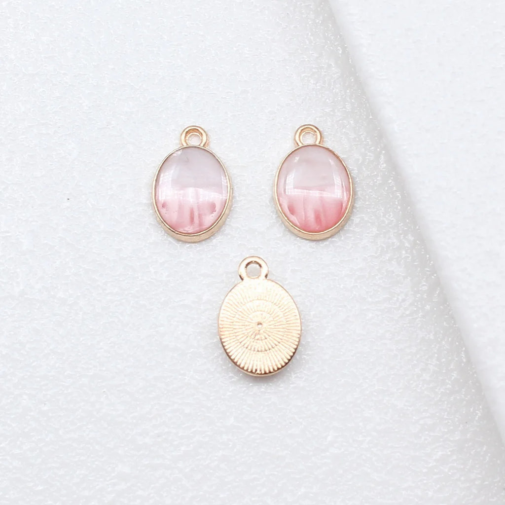 15x10mm 0.78g Pink Zinc Alloy Geometric Oval Charm Pendant for DIY Vintage Necklace Bracelet Jewelry