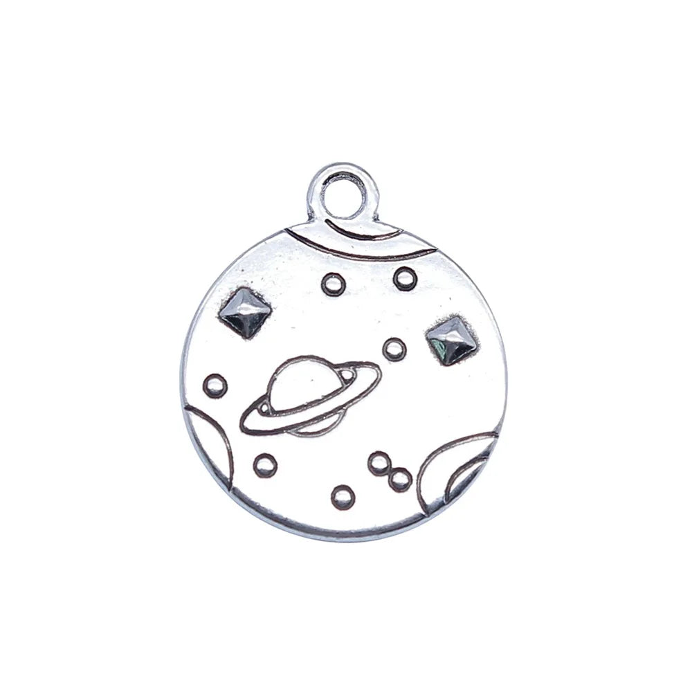 17x20mm 1.8g Antique Silver Zinc Alloy Space Planet Astral Body Charm Pendant for DIY Jewelry Making