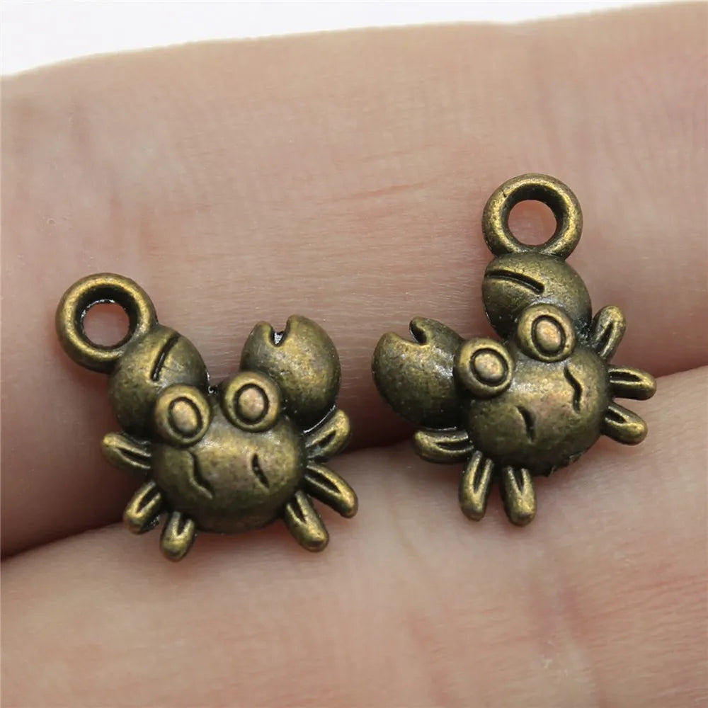 12x11mm 1g Multicolor Zinc Alloy Crab Charm Pendant for DIY Necklace Bracelet Jewelry Making