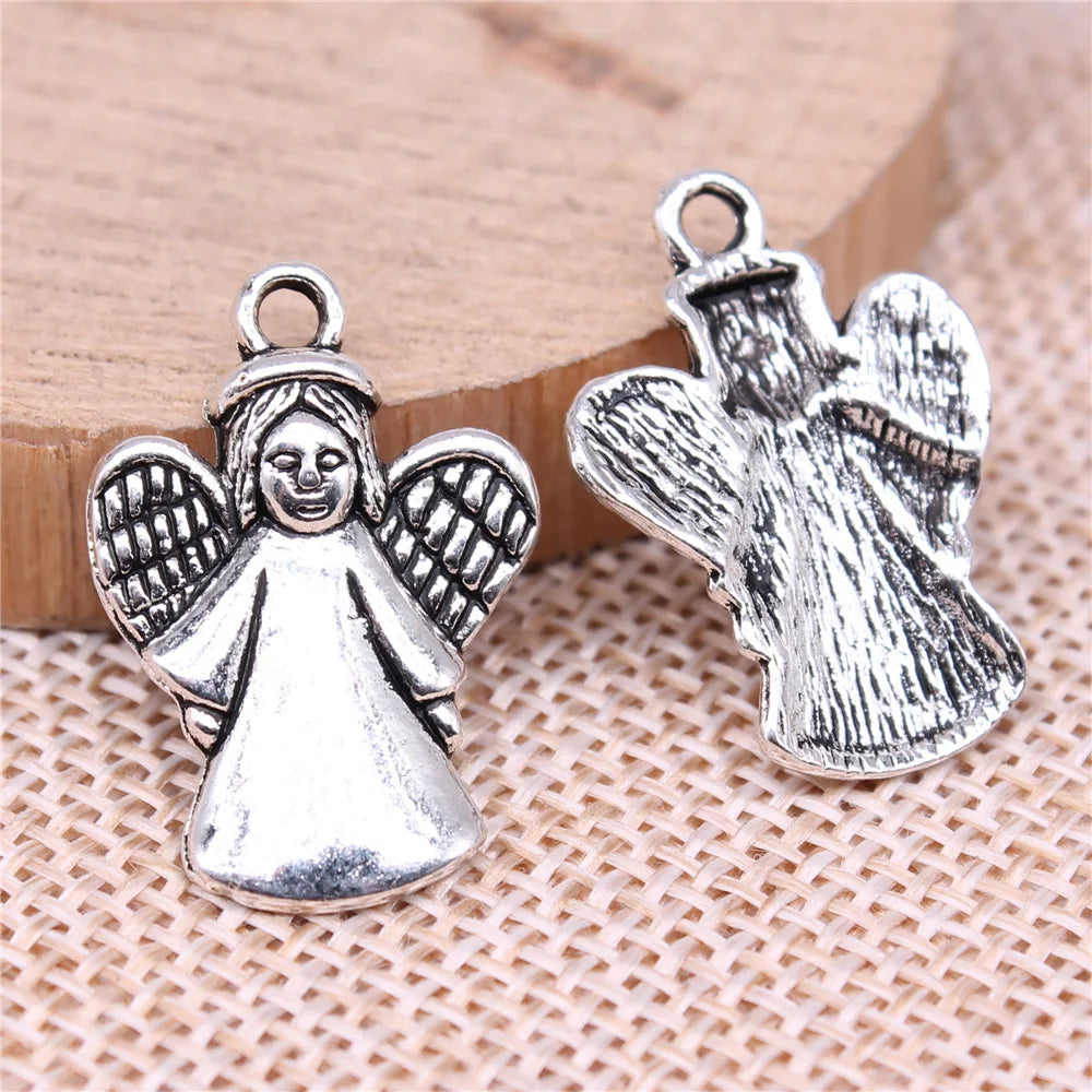 24x17mm 1.5g Antique Silver Zinc Alloy Angel Figure Charm Pendant for DIY Necklace Bracelet Making