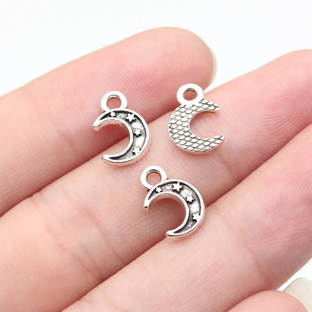 12x7.8mm 0.32g Multi Color Zinc Alloy Moon Star Charm Pendant for DIY Necklace Bracelet Jewelry