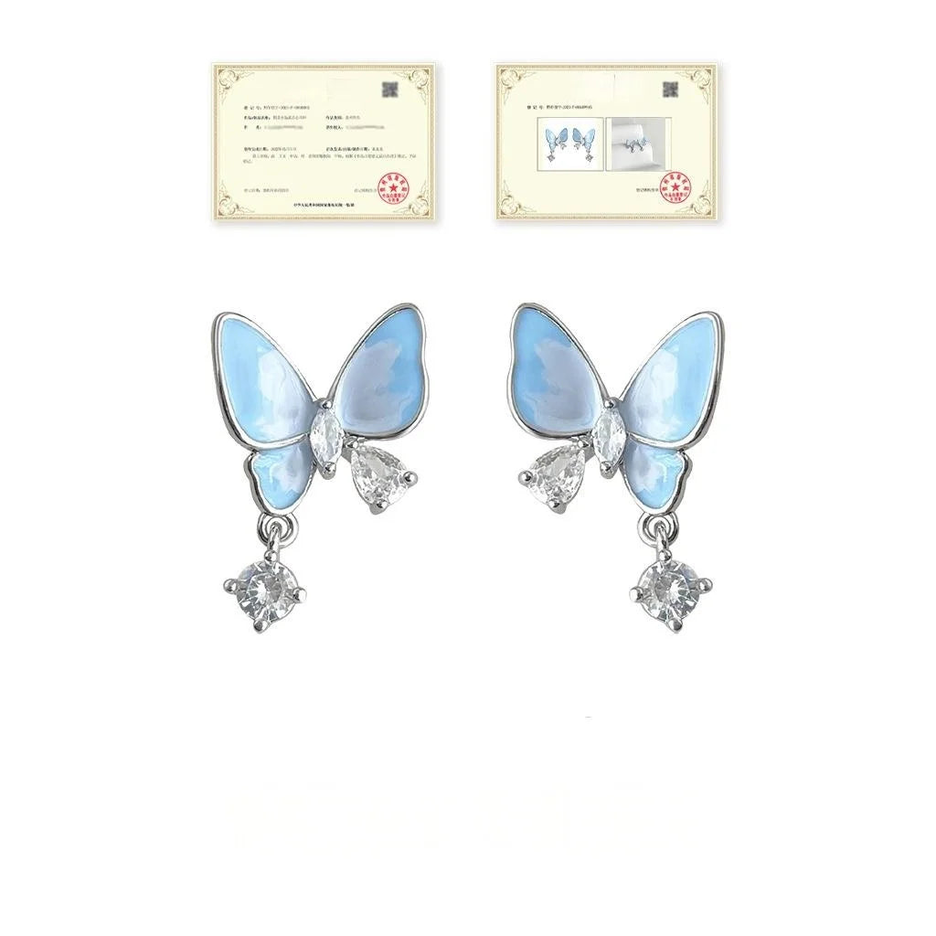 Original Design Ombre Butterfly Copper Stud Earrings Fresh Sweet 2025 Jewelry