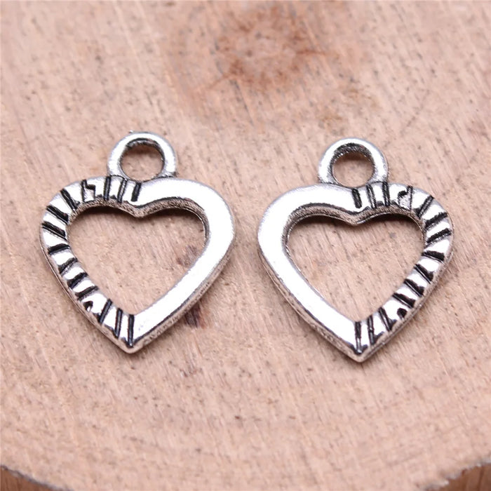 15x12mm 0.6g Antique Silver Zinc Alloy Heart Charm Pendant for DIY Bracelet Necklace Jewelry Making