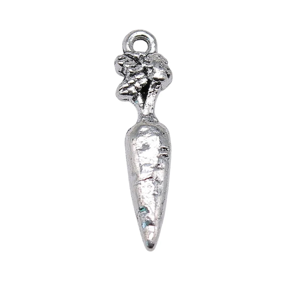 25x5mm 1.4g Antique Silver Zinc Alloy Carrot Charm Pendant for DIY Necklace Bracelet Jewelry Making