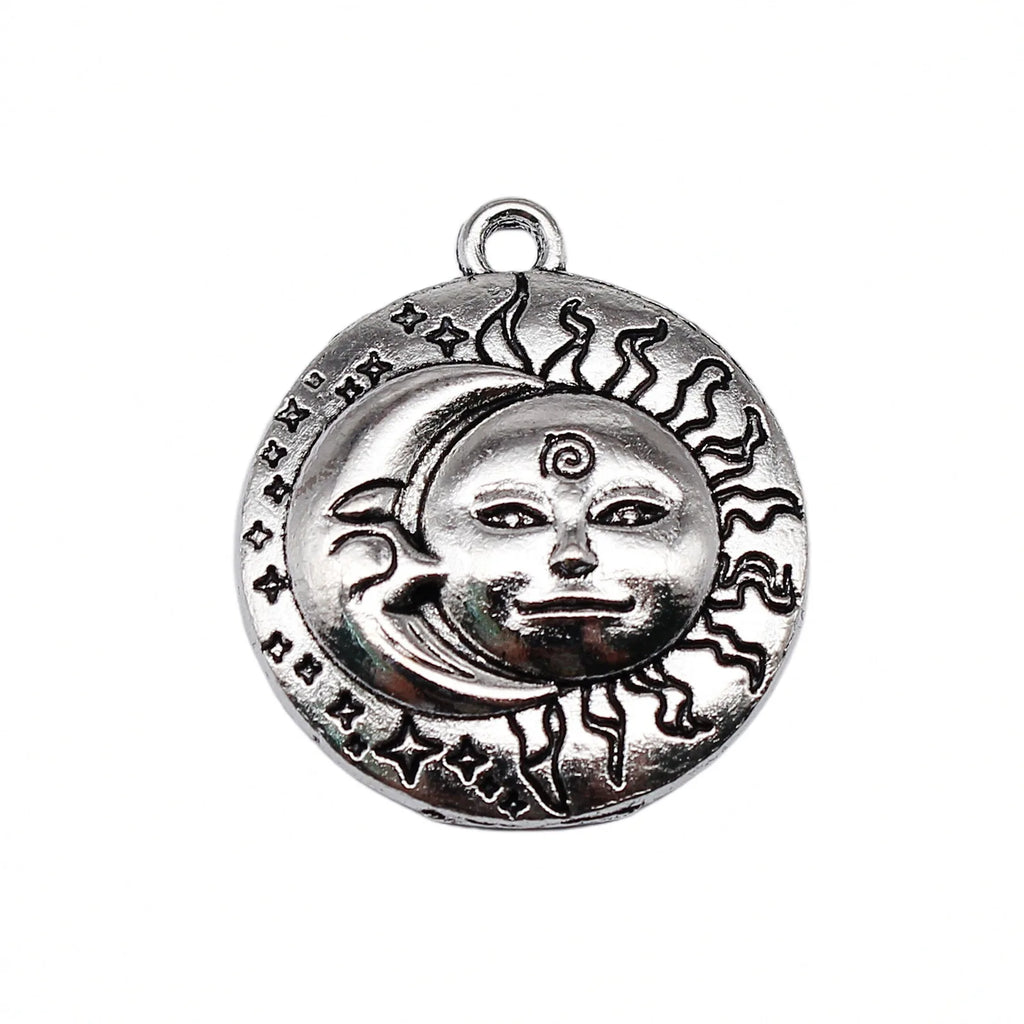 29x25mm 2.6g Zinc Alloy Human Face Sun Moon Charm Pendant for Necklace Bracelet Earring DIY Jewelry