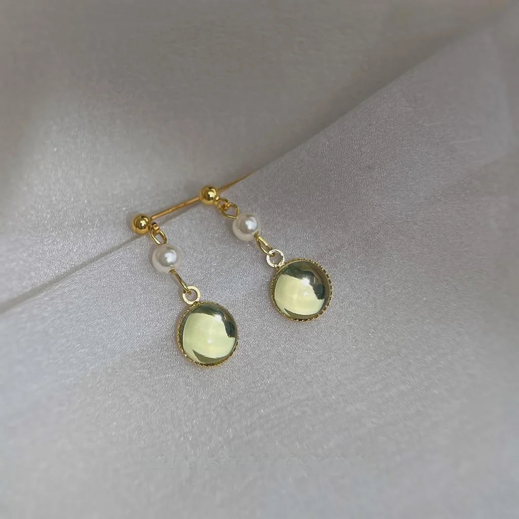 Fresh Forest Style Glass Glaze Teardrop Drop Earrings Handmade Minimalist Geometric Jewelry