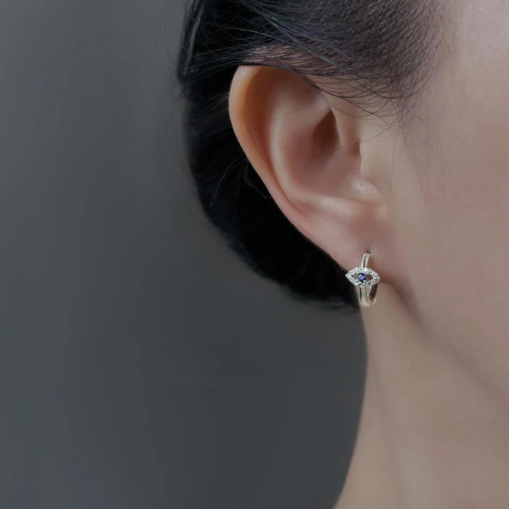 Sweet Cool Copper Zircon Eye Drop Earrings Micro Pave Geometric Round Commuter Jewelry