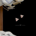 Micro Pave Zircon Triangle 3D Geometric Rose Gold Plated Copper Stud Earrings