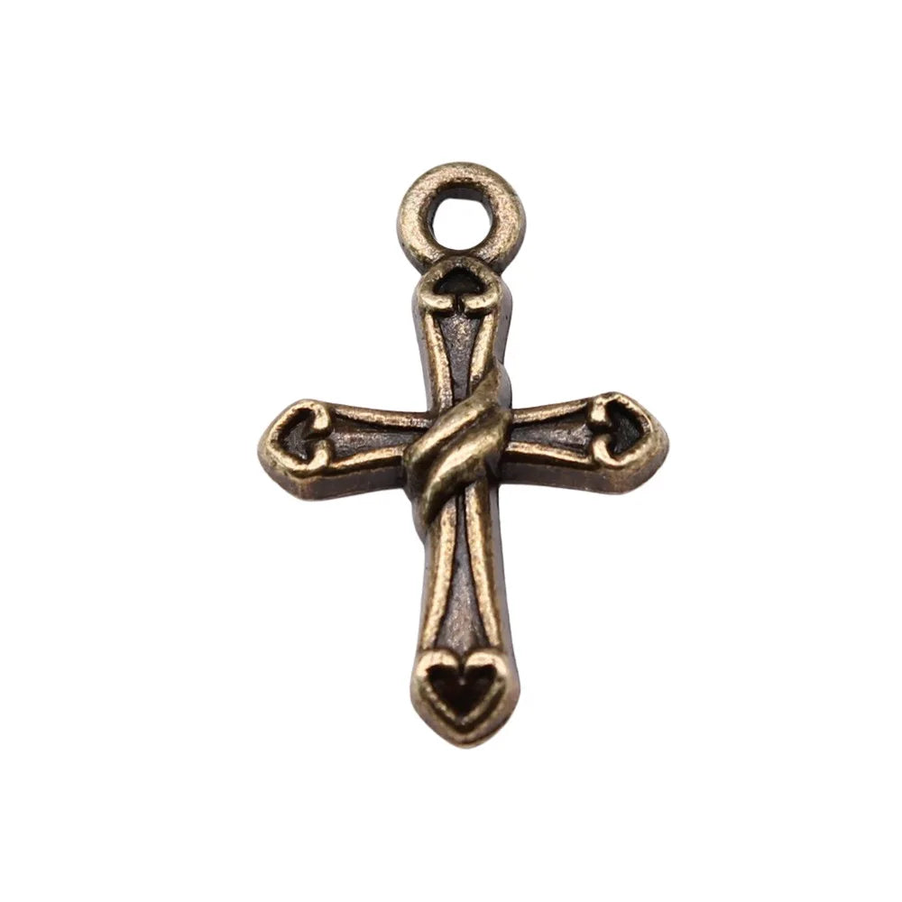 21x15mm 0.95g Multicolor Zinc Alloy Cross Charm Pendant for DIY Bracelet Necklace Jewelry Making