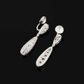 Elegant Luxury Rhinestone Teardrop Tassel Dangle Stud & Clip On No Piercing Long Bridal Earrings