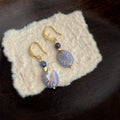 Vintage Style Geometric Starburst Glass Drop Earrings With Round Oval Glazed Beads