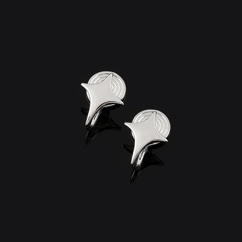Elegant Minimalist Glossy Alloy Starburst Spiral Stud & Clip On No Piercing Fashion Earrings
