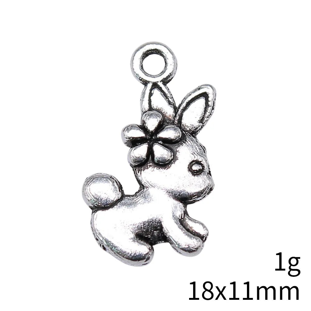 18x11mm 1g Multicolor Zinc Alloy Rabbit Charm Pendant for DIY Necklace Bracelet Jewelry Making
